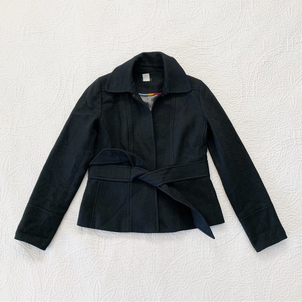 J. Crew Women's Herringbone Wool Wrap Blazer Jacket, Black